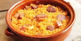 Migas with chorizo and egg flowers