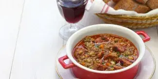 Lentils with chorizo in 15 minutes