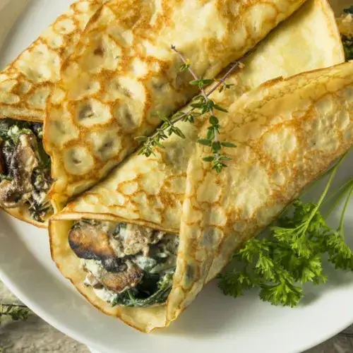 King shrimp and vegetable crepes